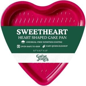 Sweetheart Heart Shaped Cake Pan Nonstick Pink 9.7 Inch Oven Safe Durable